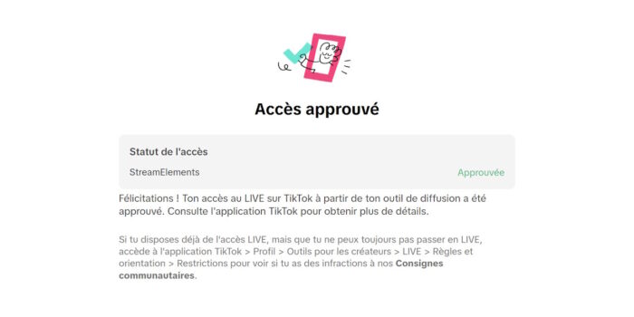 acceptation de la demande manuelle pour stream sur tiktok