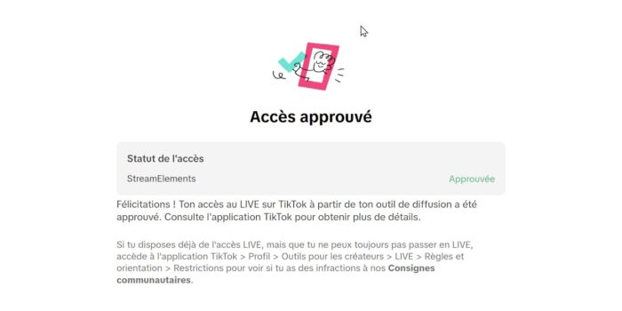 acceptation de la demande rapide pour stream sur tiktok