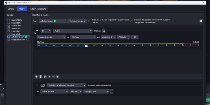 advanced scene switcher exemple macro pour afficher la cam