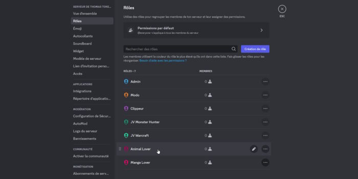 discord exemple de hiérarchisation des rôles
