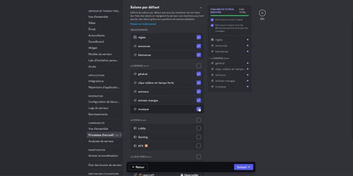 discord processus d'accueil étape 2 sur 5