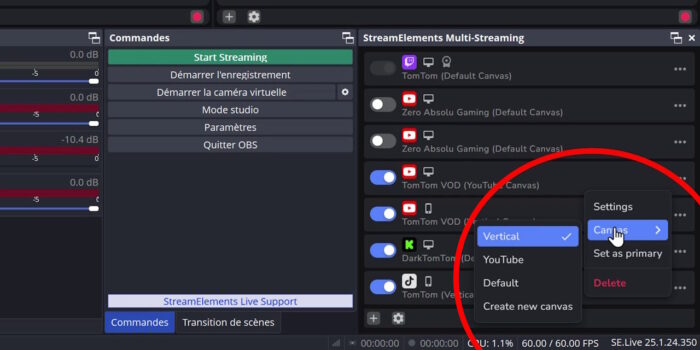 dock se.live activer le bon canevas pour chaque plateforme