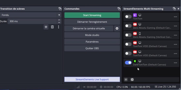dock se.live multistream avec 6 plateformes