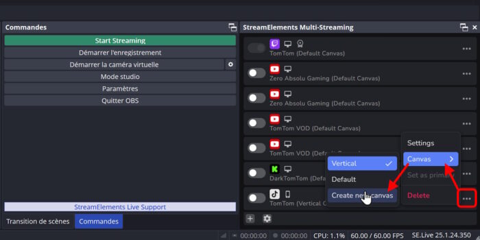 dock se.live option create new canvas