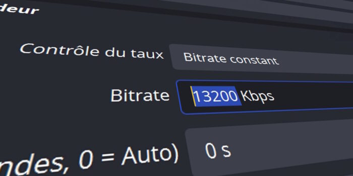 exemple de bitrate réglé dans obs studio