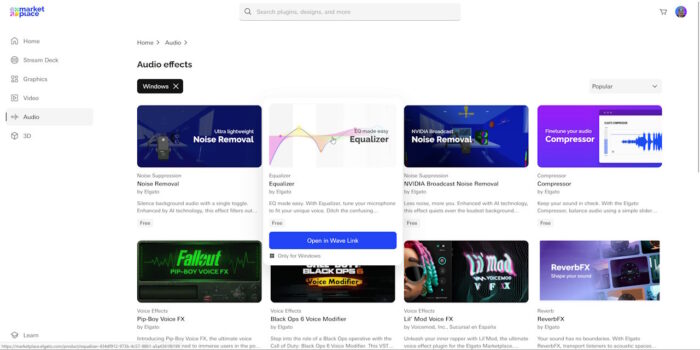 market place elgato section effets audio