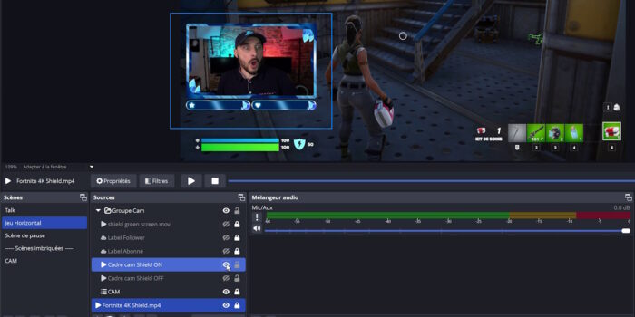 obs studio ajout de la cam et de son cadre