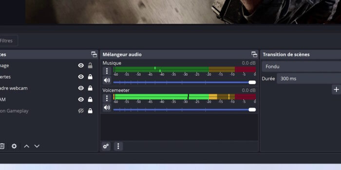 obs studio pistes renommées dans le Mélangeur audio