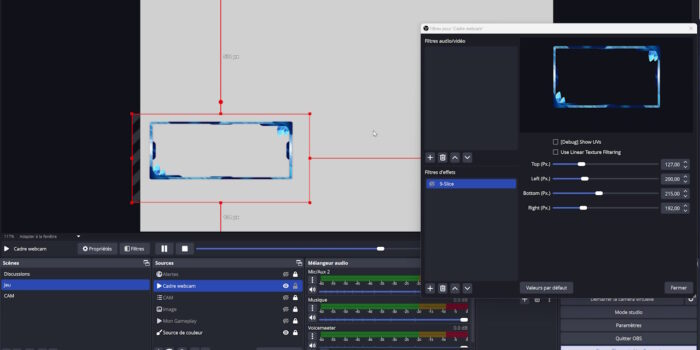 obs studio plugin 9-slice filter exemple sur un cadre de cam