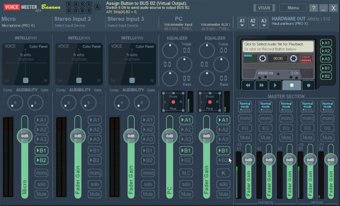 voicemeeter exemple de configuration pour le stream et discord