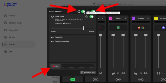 wave link option pour activer ou désactiver les filtres en direct