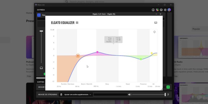 wave link réglage du filtre égaliseur
