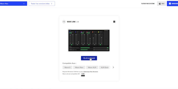 wave link sur la page de téléchargements du site elgato
