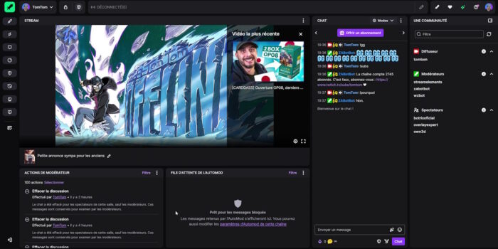 aperçu de la vue modérateur sur twitch