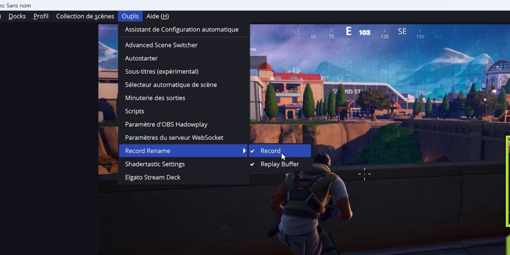 obs plugin record rename options dans le menu outils