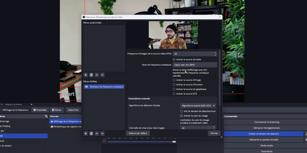 obs plugin stream my heart filtre moniteur de fréquence