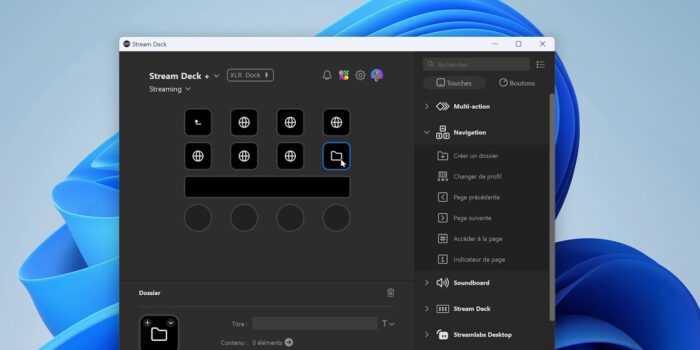 stream deck app exemple de dossier dans un dossier