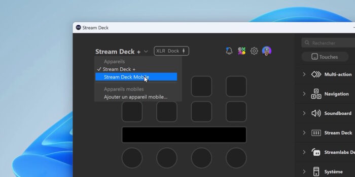 stream deck app menu rapide appareils