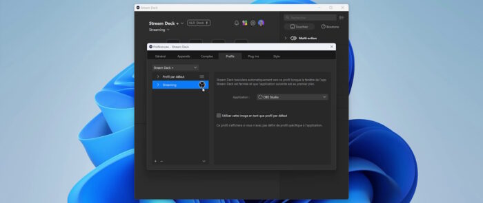 stream deck app option d'activation automatique d'un profil