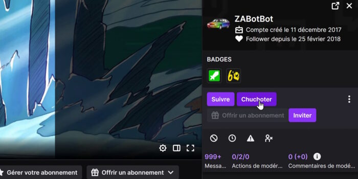 twitch bouton chuchoter après clic sur un pseudo
