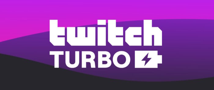twitch turbo logo blanc sur fond de vague violette