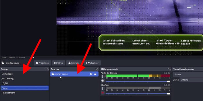 obs studio scène épurée grâce à streamelements