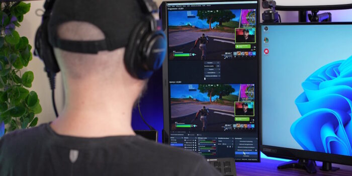 obs studio exemple du mode studio sur un moniteur en portrait