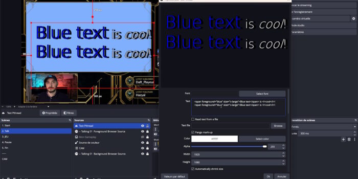 obg plugin pthread interface avec exemple de texte en html