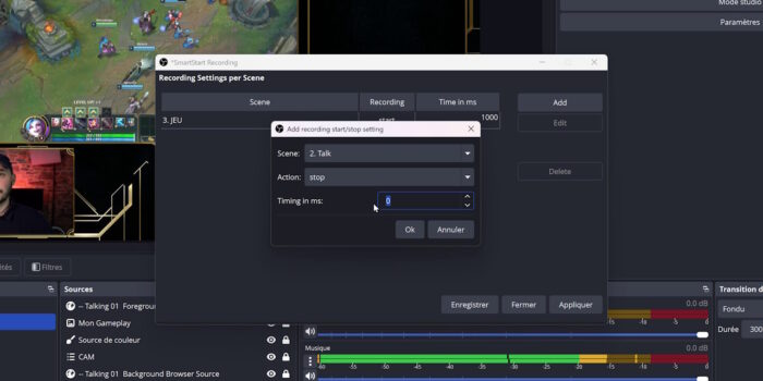 obs plugin smartstart recording interface générale