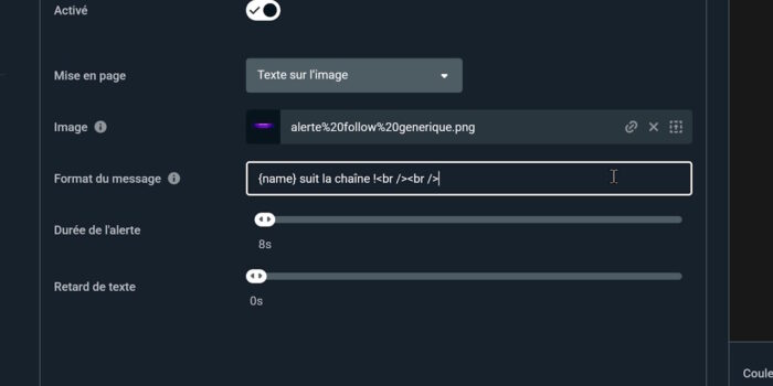 streamlabs alertes balise br dans le format du texte