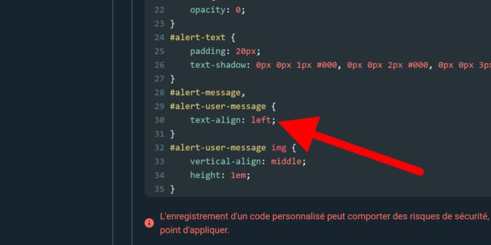 streamlabs alertes css alignement à gauche