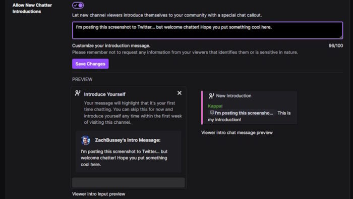 twitch new chatter introduction paramétrage