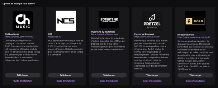 twitch options de musique sous licence recommandées