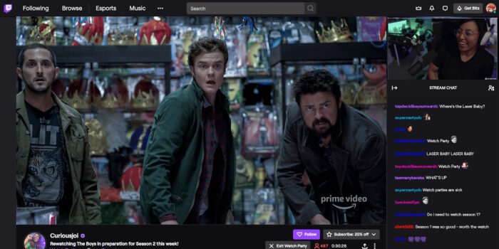 twitch séance ciné disposition sur une chaîne twitch