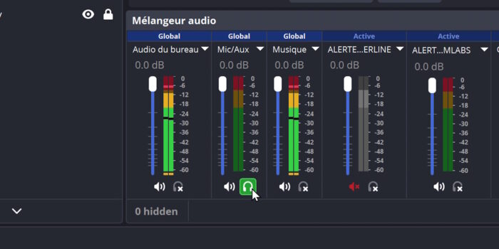 obs 32.1 mélangeur audio bouton de monitoring