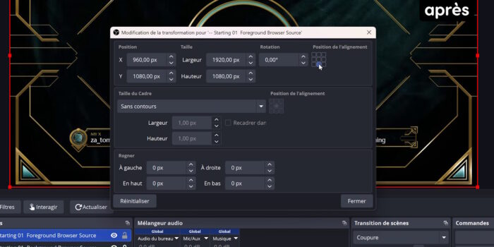 obs 32.1 nouveau menu pour éditer une transformation