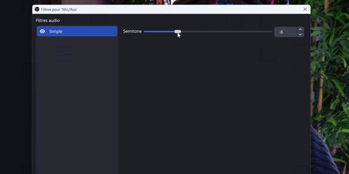 obs plugin simple pitch shift réglage unique