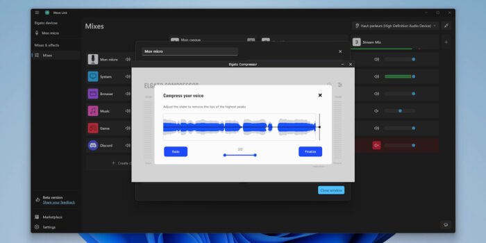 wave link effet audio compresseur interface