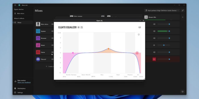wave link effet audio égaliseur interface