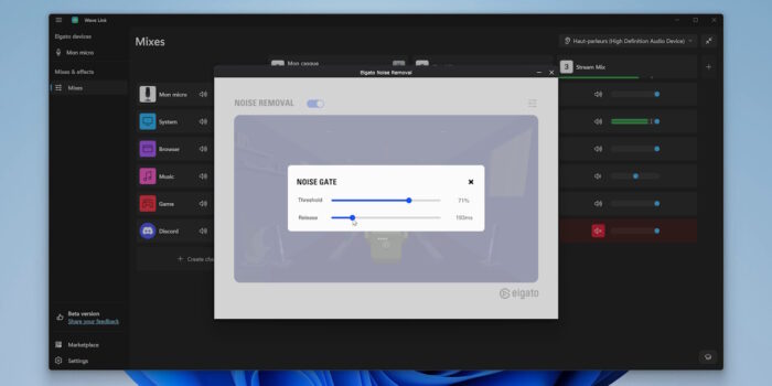 wave link effet audio réduction de bruit elgato