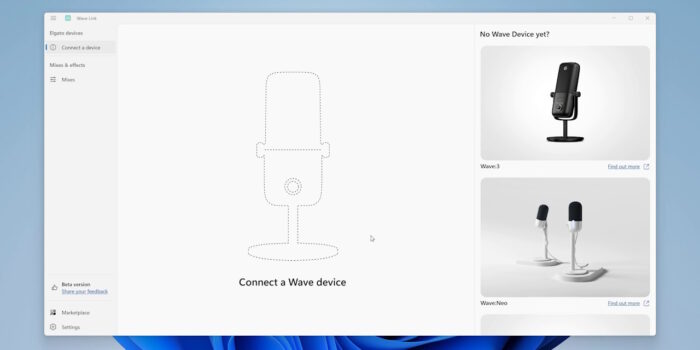 wave link interface de démarrage