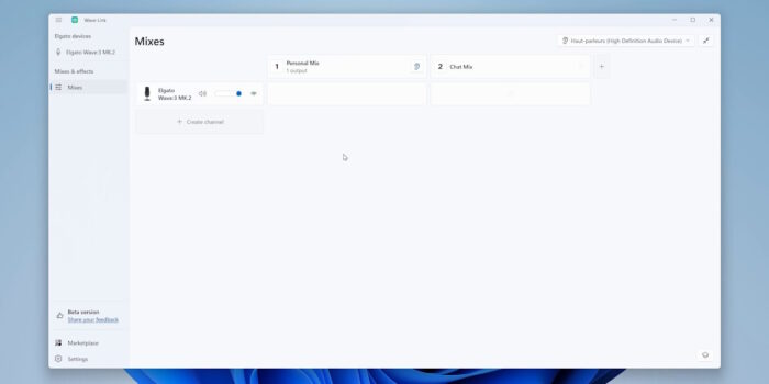 wave link interface du menu mixes