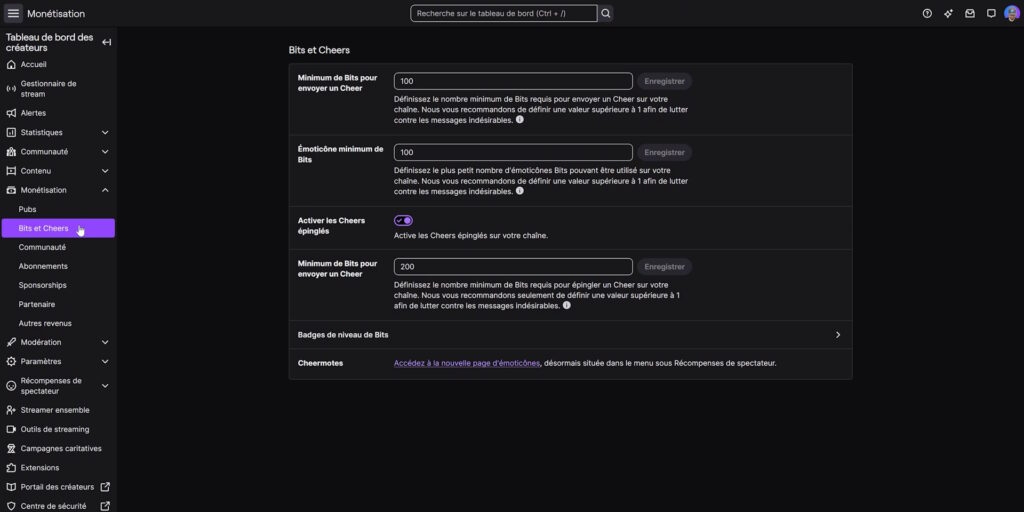 twitch options affilié 2026 monétisation bits et cheers