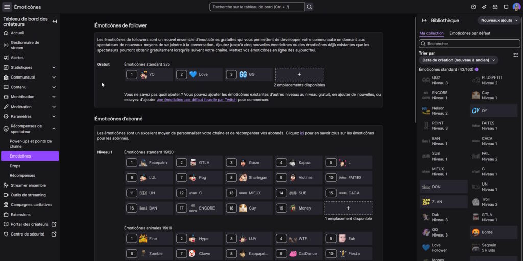 twitch options affilié 2026 récompenses de spectateur émoticônes